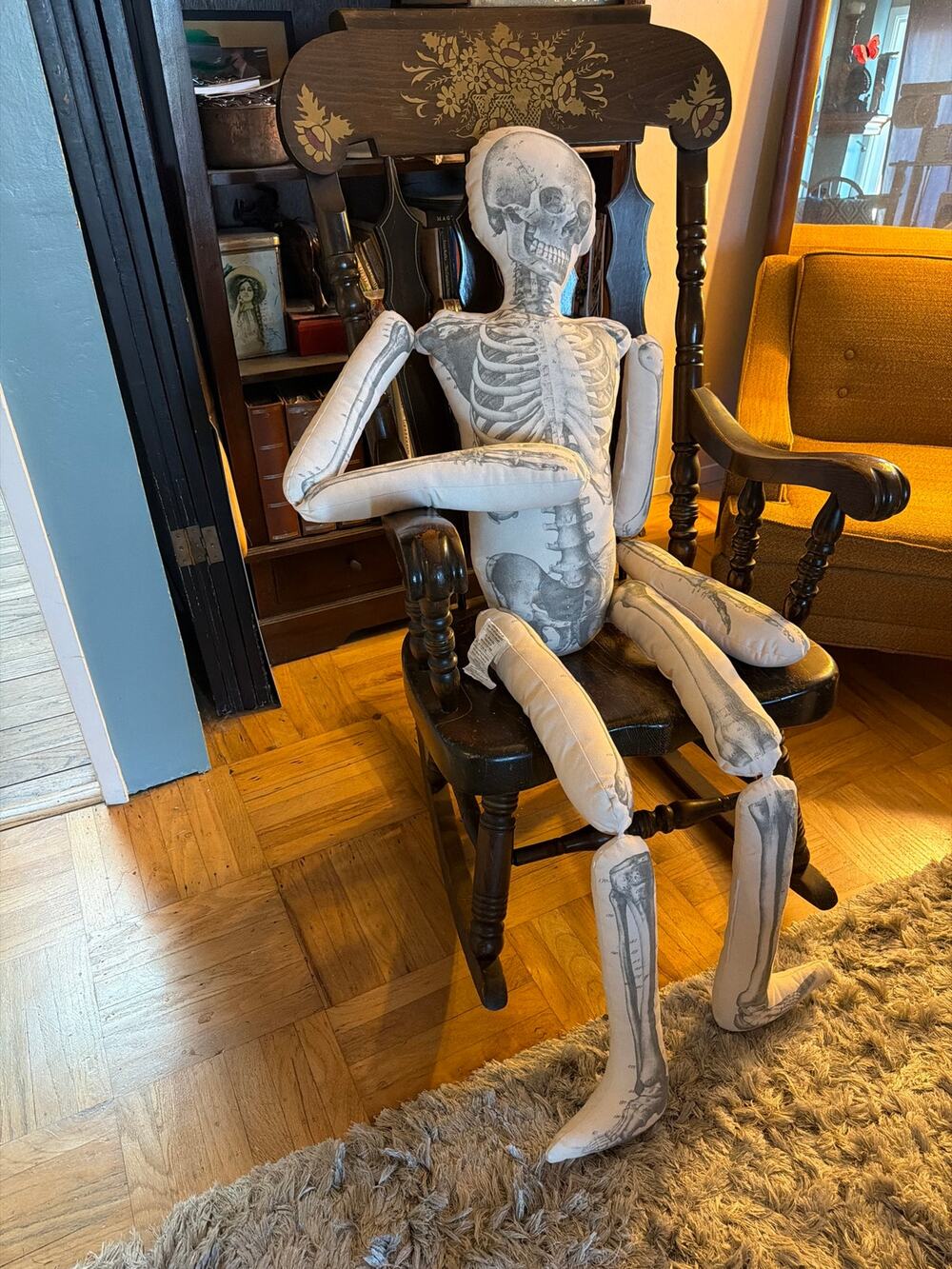 John Derian Threshold Long Lost Friend 63" Articulated Skeleton Pillow Halloween